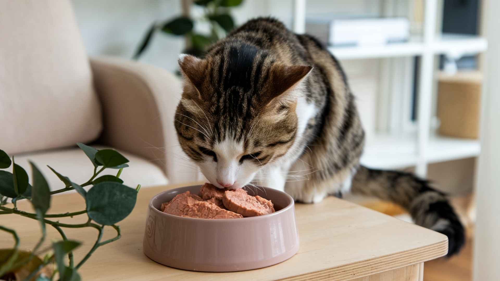 gato comiendo comida húmeda
